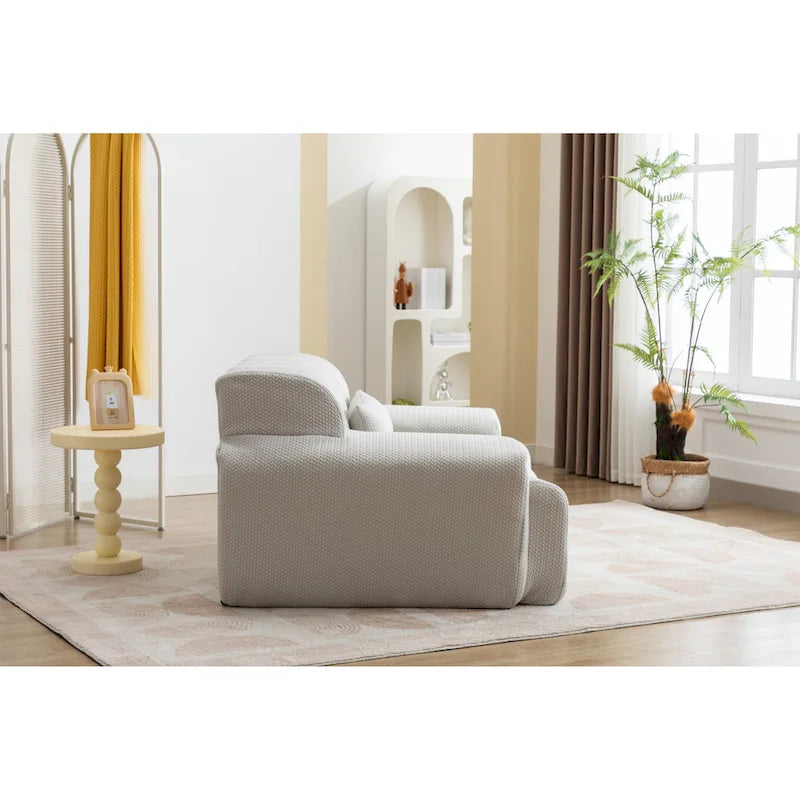 Fauteuil d'appoint capitonné moderne beige 53,15 boutons avec mousse pure et grand coussin pour salon