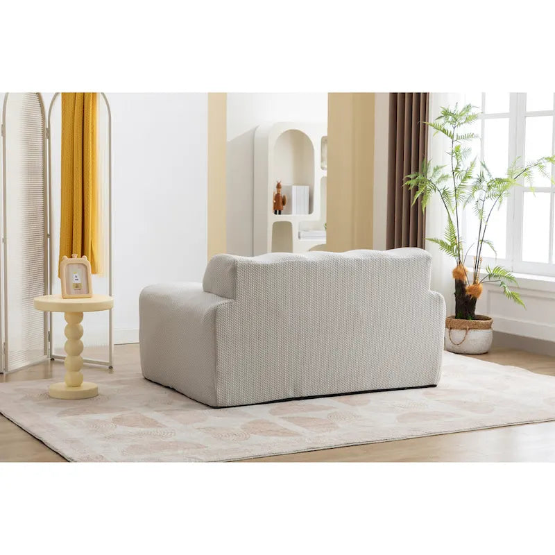 Fauteuil d'appoint capitonné moderne beige 53,15 boutons avec mousse pure et grand coussin pour salon