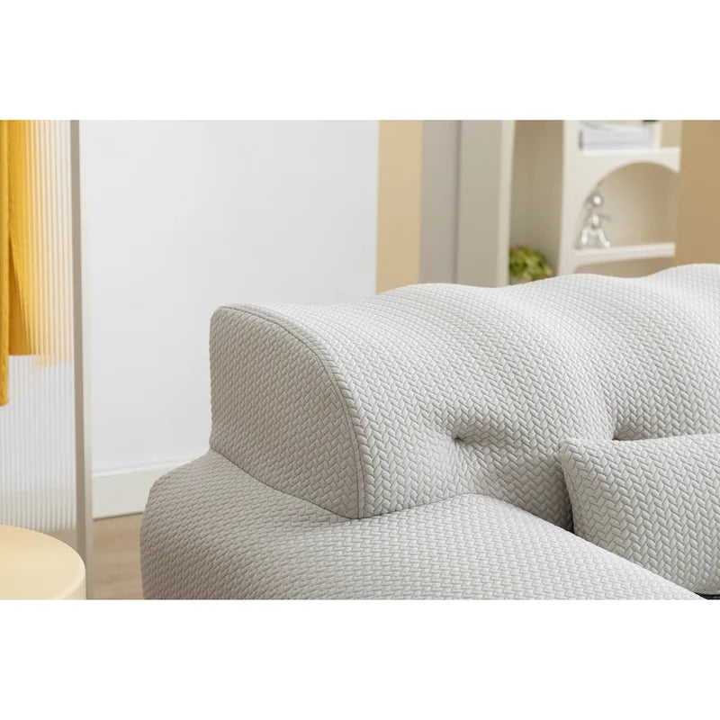 Fauteuil d'appoint capitonné moderne beige 53,15 boutons avec mousse pure et grand coussin pour salon