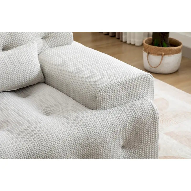 Fauteuil d'appoint capitonné moderne beige 53,15 boutons avec mousse pure et grand coussin pour salon