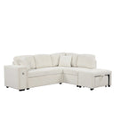 Canapé d'angle 4 places en L de 86,6 po avec lit gigogne, pouf mobile, ports USB et table rabattable avec porte-gobelets