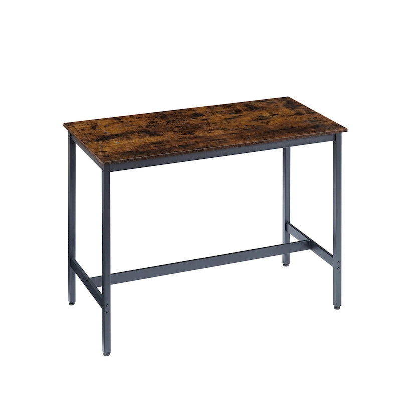 Ensemble de salle à manger rustique 7 pièces avec table rectangulaire et chaises de bar en cuir PU