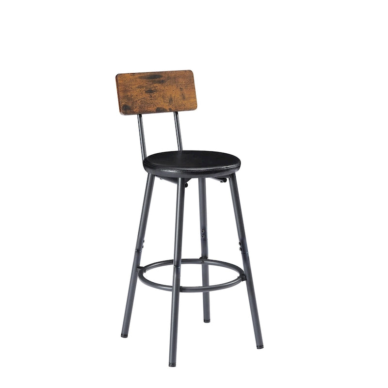 Ensemble de salle à manger rustique 7 pièces avec table rectangulaire et chaises de bar en cuir PU
