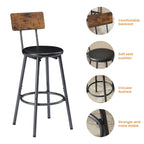 Ensemble de salle à manger rustique 7 pièces avec table rectangulaire et chaises de bar en cuir PU