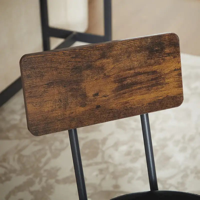 Ensemble de salle à manger rustique 7 pièces avec table rectangulaire et chaises de bar en cuir PU