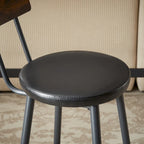 Ensemble de salle à manger rustique 7 pièces avec table rectangulaire et chaises de bar en cuir PU