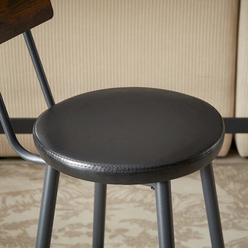 Ensemble de salle à manger rustique 7 pièces avec table rectangulaire et chaises de bar en cuir PU