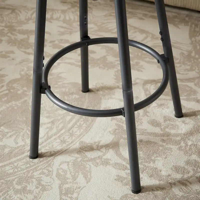 Ensemble de salle à manger rustique 7 pièces avec table rectangulaire et chaises de bar en cuir PU