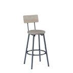 Ensemble de salle à manger rustique 7 pièces avec table rectangulaire et chaises de bar en cuir PU