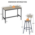 Ensemble de salle à manger rustique 7 pièces avec table rectangulaire et chaises de bar en cuir PU