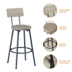 Ensemble de salle à manger rustique 7 pièces avec table rectangulaire et chaises de bar en cuir PU