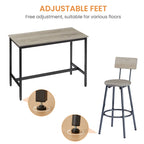 Ensemble de salle à manger rustique 7 pièces avec table rectangulaire et chaises de bar en cuir PU
