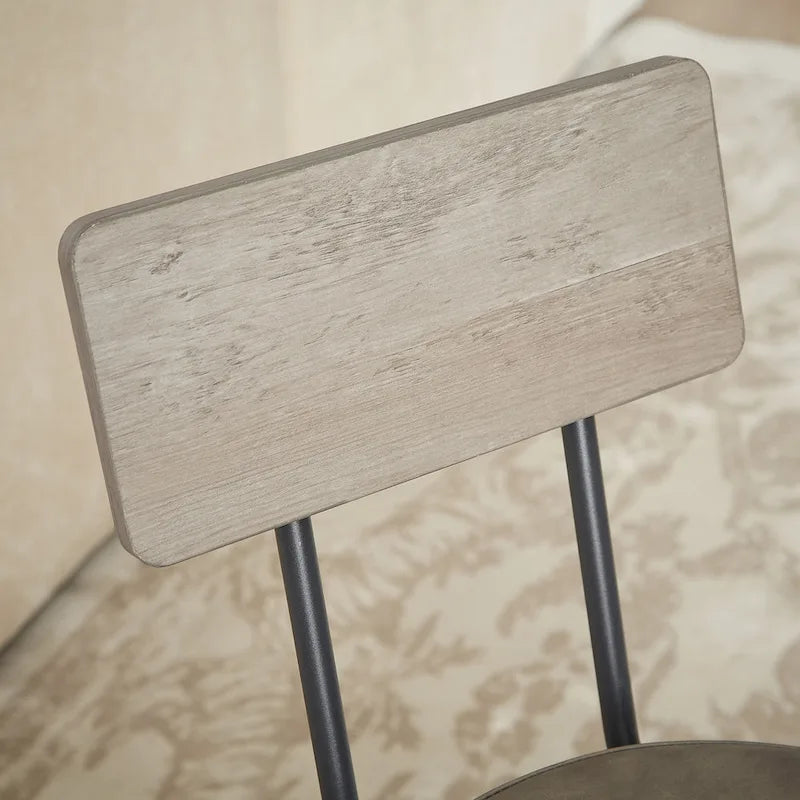 Ensemble de salle à manger rustique 7 pièces avec table rectangulaire et chaises de bar en cuir PU