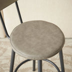 Ensemble de salle à manger rustique 7 pièces avec table rectangulaire et chaises de bar en cuir PU