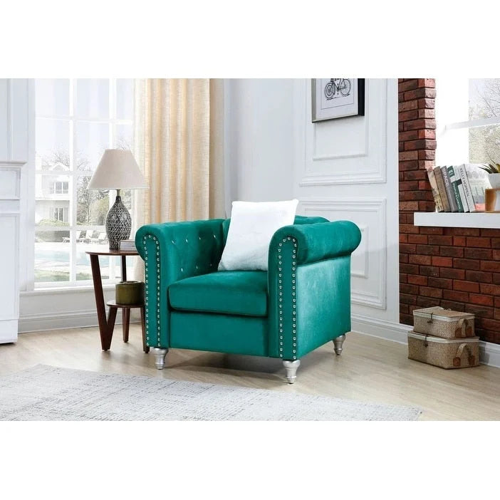 Fauteuil d'appoint en velours et cristal