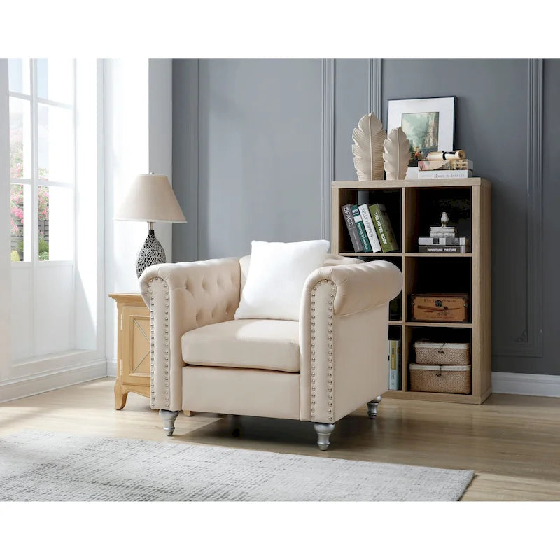 Fauteuil d'appoint en velours et cristal