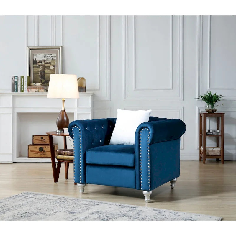 Fauteuil d'appoint en velours et cristal
