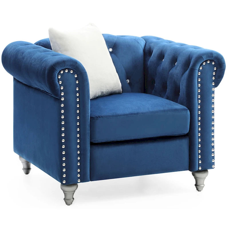 Fauteuil d'appoint en velours et cristal
