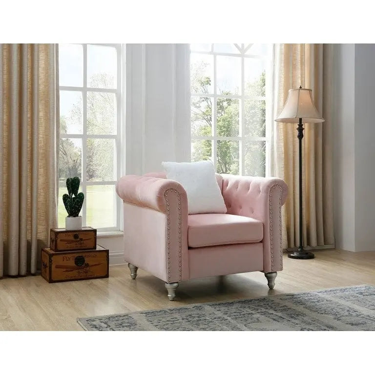 Fauteuil d'appoint en velours et cristal