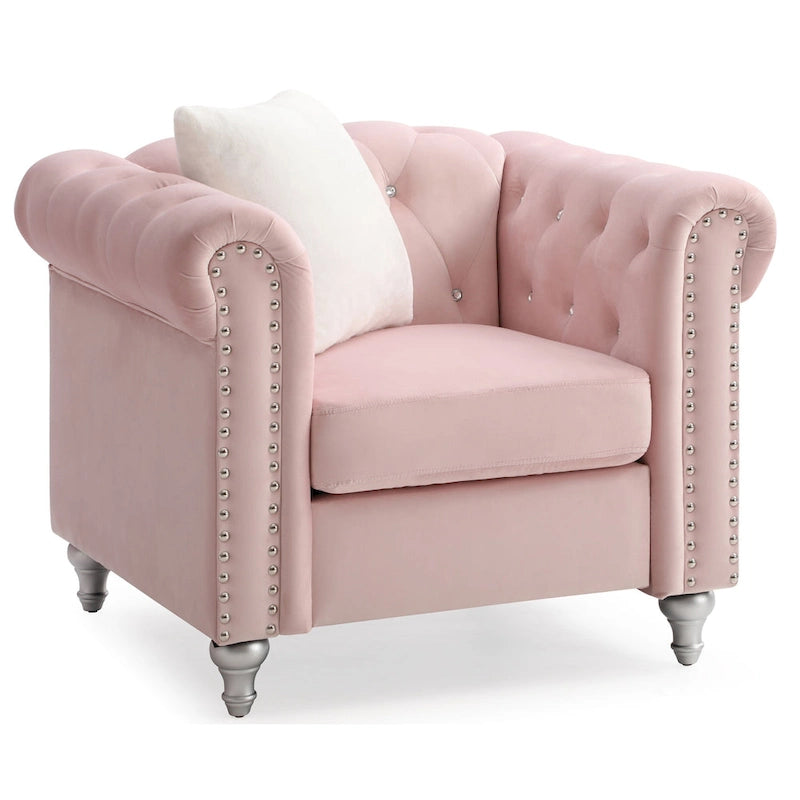 Fauteuil d'appoint en velours et cristal