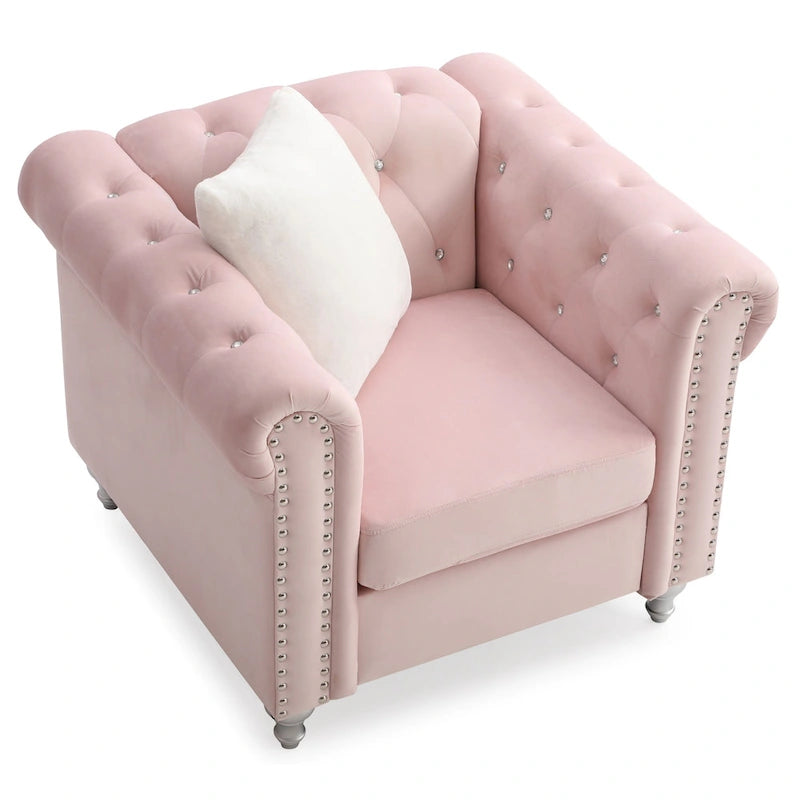 Fauteuil d'appoint en velours et cristal