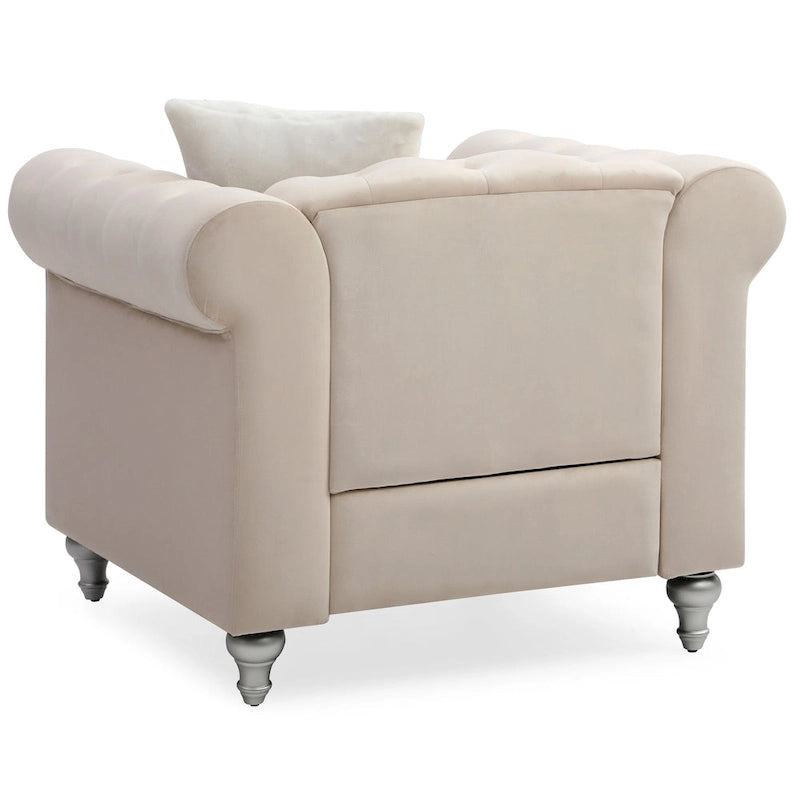 Fauteuil d'appoint en velours et cristal