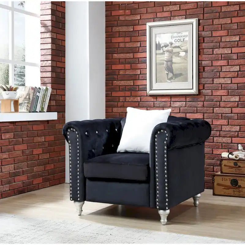 Fauteuil d'appoint en velours et cristal