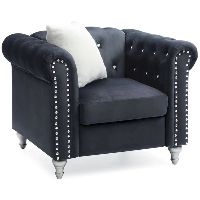 Fauteuil d'appoint en velours et cristal