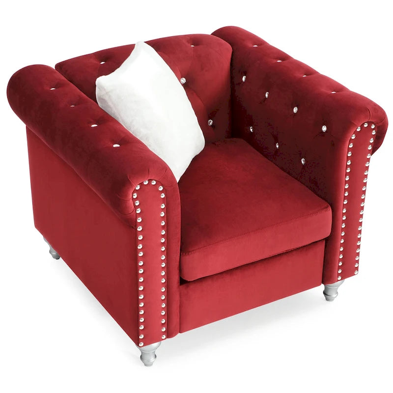Fauteuil d'appoint en velours et cristal