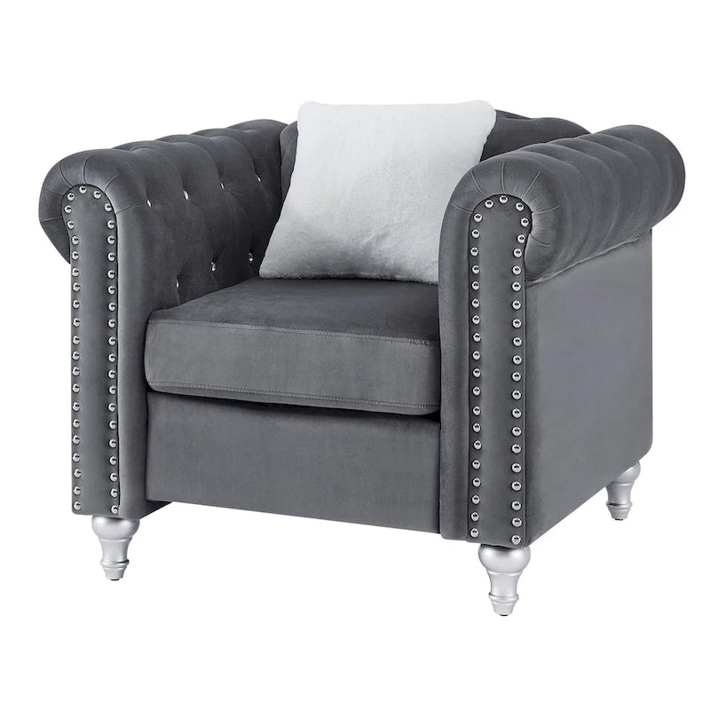 Fauteuil d'appoint en velours et cristal