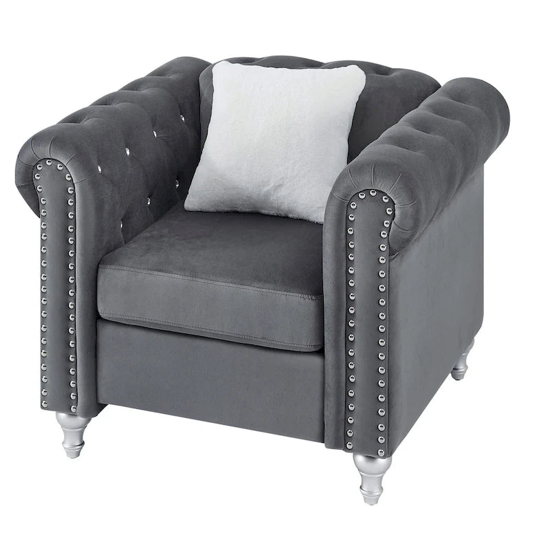 Fauteuil d'appoint en velours et cristal