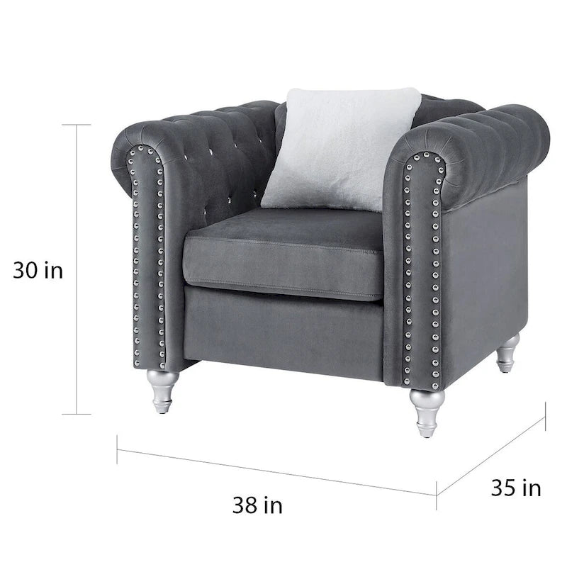 Fauteuil d'appoint en velours et cristal