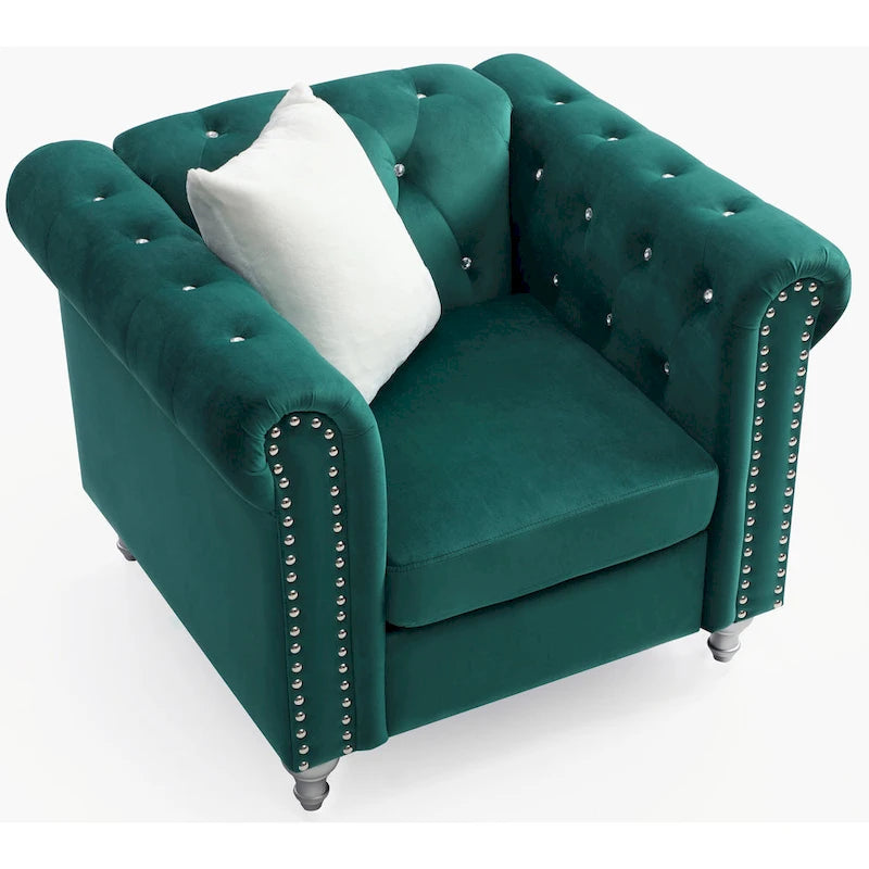 Fauteuil d'appoint en velours et cristal