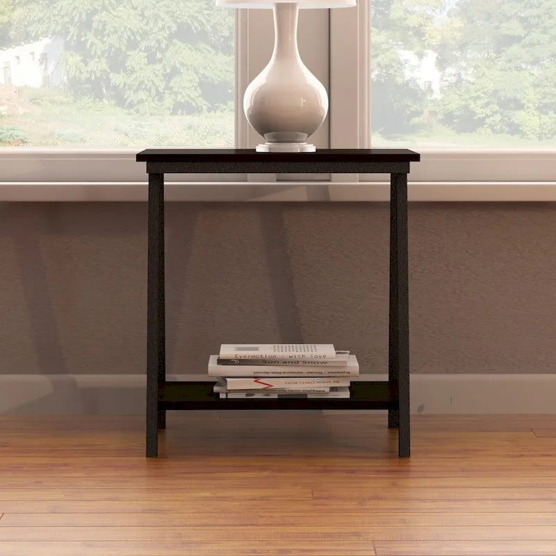 Table d'appoint étroite avec étagère et cadre en métal