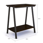 Table d'appoint étroite avec étagère et cadre en métal