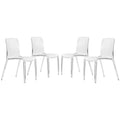 Stackable Acrylic Minimalist Plastic Dining Chair Modern Full Back Transparent Accent Side Chair for Kitchen Set of 4