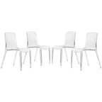 Stackable Acrylic Minimalist Plastic Dining Chair Modern Full Back Transparent Accent Side Chair for Kitchen Set of 4