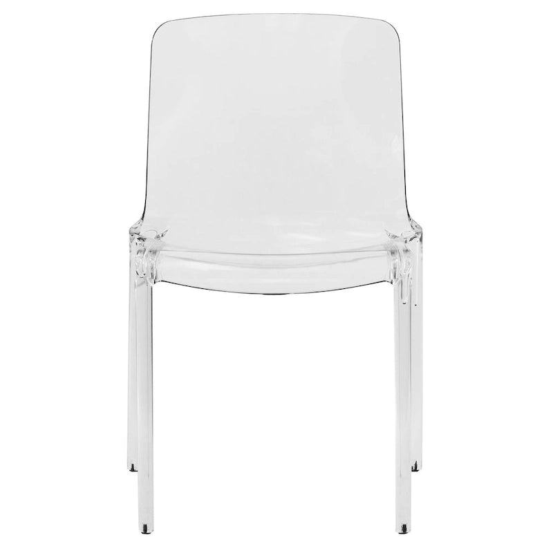 Chaise de salle à manger empilable en acrylique, design minimaliste, en plastique, dossier plein, transparente, moderne, pour cuisine, lot de 4