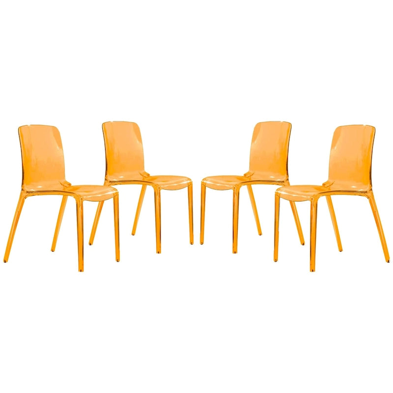 Chaise de salle à manger empilable en acrylique, design minimaliste, en plastique, dossier plein, transparente, moderne, pour cuisine, lot de 4