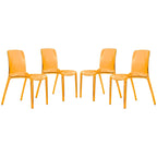Chaise de salle à manger empilable en acrylique, design minimaliste, en plastique, dossier plein, transparente, moderne, pour cuisine, lot de 4