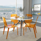 Chaise de salle à manger empilable en acrylique, design minimaliste, en plastique, dossier plein, transparente, moderne, pour cuisine, lot de 4