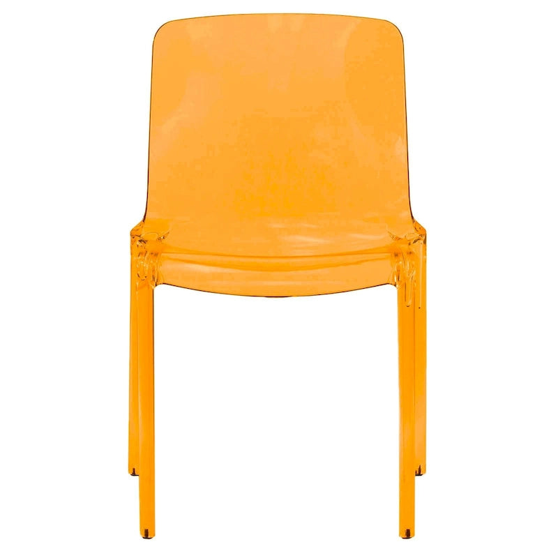 Chaise de salle à manger empilable en acrylique, design minimaliste, en plastique, dossier plein, transparente, moderne, pour cuisine, lot de 4