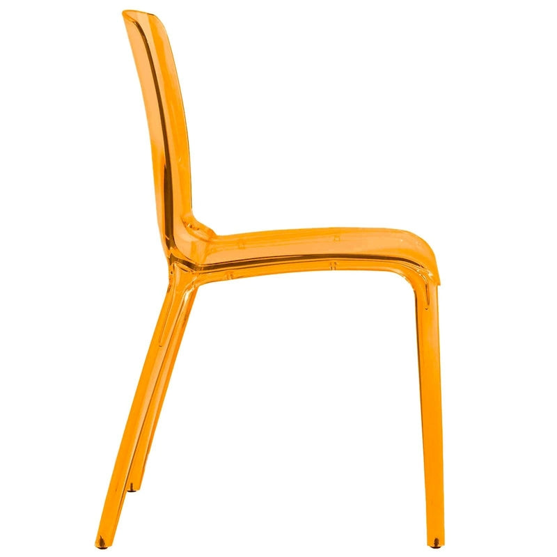 Chaise de salle à manger empilable en acrylique, design minimaliste, en plastique, dossier plein, transparente, moderne, pour cuisine, lot de 4