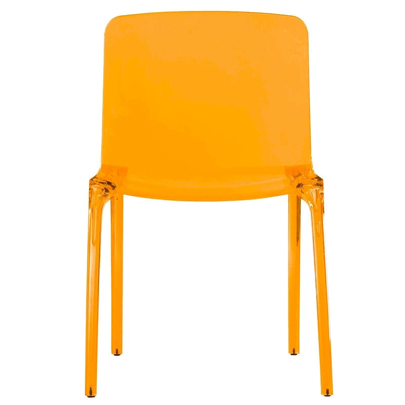 Chaise de salle à manger empilable en acrylique, design minimaliste, en plastique, dossier plein, transparente, moderne, pour cuisine, lot de 4