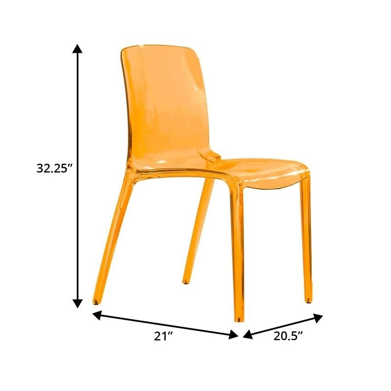 Chaise de salle à manger empilable en acrylique, design minimaliste, en plastique, dossier plein, transparente, moderne, pour cuisine, lot de 4