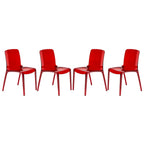 Chaise de salle à manger empilable en acrylique, design minimaliste, en plastique, dossier plein, transparente, moderne, pour cuisine, lot de 4