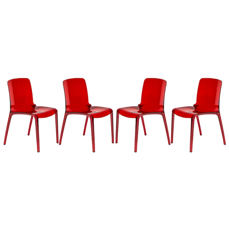 Chaise de salle à manger empilable en acrylique, design minimaliste, en plastique, dossier plein, transparente, moderne, pour cuisine, lot de 4