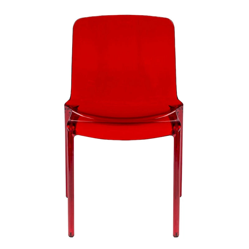 Chaise de salle à manger empilable en acrylique, design minimaliste, en plastique, dossier plein, transparente, moderne, pour cuisine, lot de 4