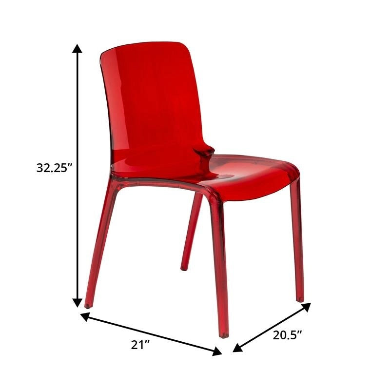 Chaise de salle à manger empilable en acrylique, design minimaliste, en plastique, dossier plein, transparente, moderne, pour cuisine, lot de 4