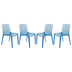 Chaise de salle à manger empilable en acrylique, design minimaliste, en plastique, dossier plein, transparente, moderne, pour cuisine, lot de 4